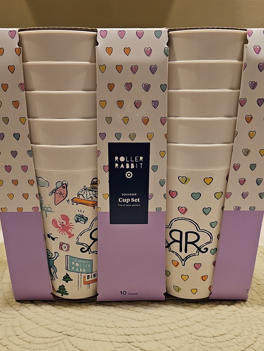 New Roller Rabbit x Target Souvenir Cup Set 10ct. 24oz. Hearts Roadtrip Travel